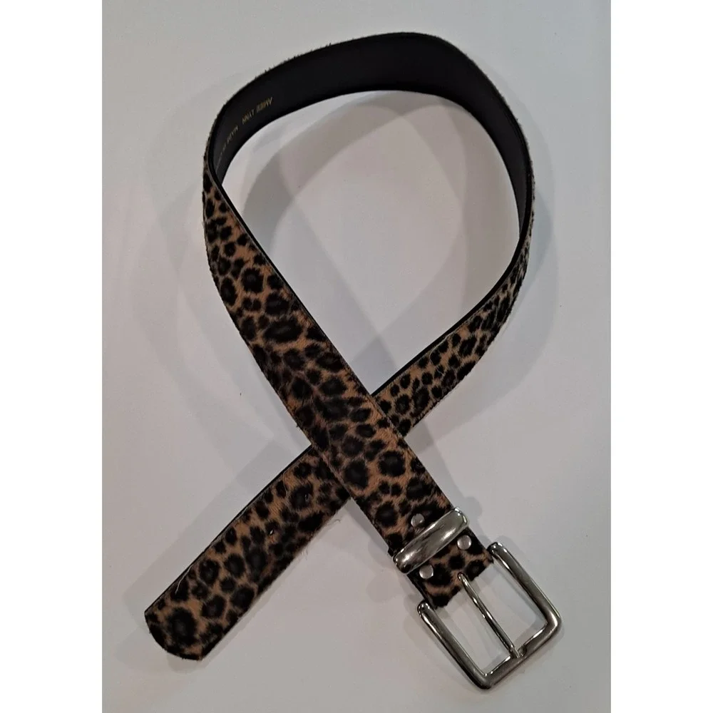 Amiee Lynn Leopard Print Silver Buckle Belt M